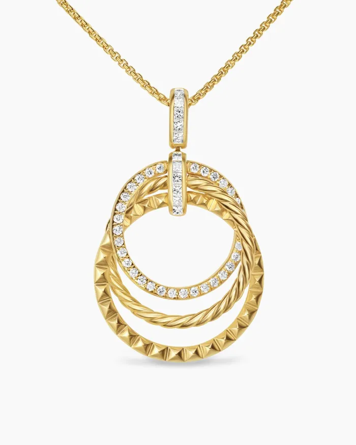 Crossover Trio Pendant Necklace In 18K Yellow Gold With Diamonds 24mm Women David Yurman Pendant Crossover Trio Pendant Necklace In 18K Yellow Gold With Diamonds 24mm Women David Yurman Pendant
