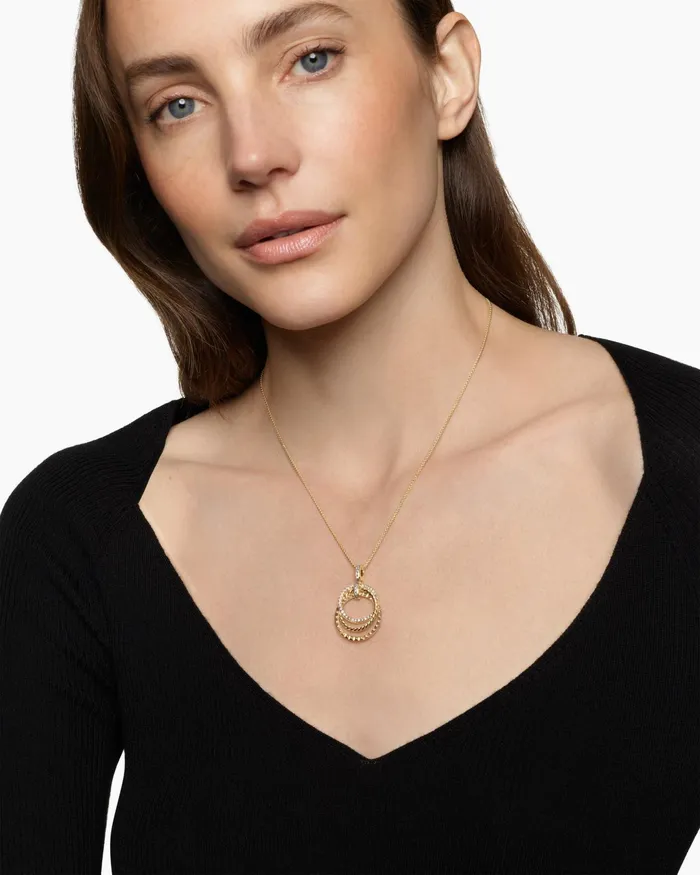 Crossover Trio Pendant Necklace In 18K Yellow Gold With Diamonds 24mm Women David Yurman Pendant Crossover Trio Pendant Necklace In 18K Yellow Gold With Diamonds 24mm Women David Yurman Pendant