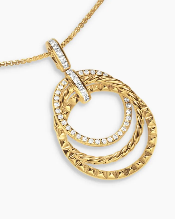 Crossover Trio Pendant Necklace In 18K Yellow Gold With Diamonds 24mm Women David Yurman Pendant Crossover Trio Pendant Necklace In 18K Yellow Gold With Diamonds 24mm Women David Yurman Pendant
