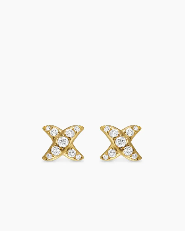 Crossover X Stud Earrings In 18K Yellow Gold With Diamonds 6mm Women David Yurman Stud Crossover X Stud Earrings In 18K Yellow Gold With Diamonds 6mm Women David Yurman Stud