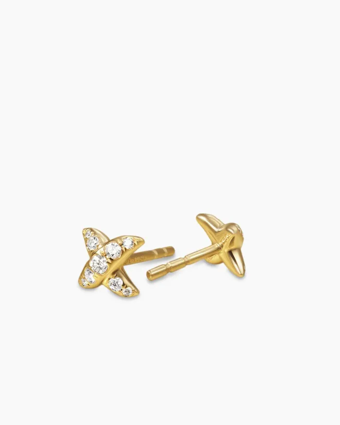 Crossover X Stud Earrings In 18K Yellow Gold With Diamonds 6mm Women David Yurman Stud Crossover X Stud Earrings In 18K Yellow Gold With Diamonds 6mm Women David Yurman Stud