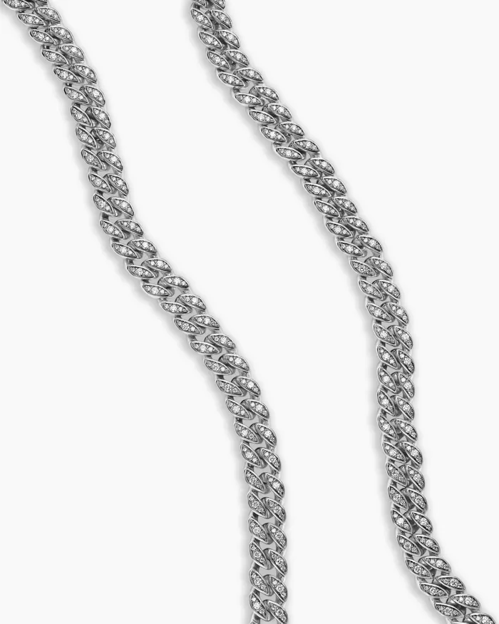 Curb Chain Necklace In Sterling Silver With Diamonds 7mm Women David Yurman Chain