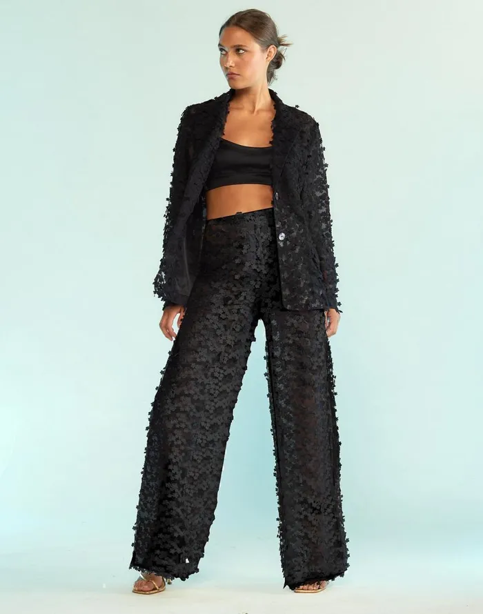 Cynthia Rowley 3D Embroidered Tulle Pants Women Bottoms