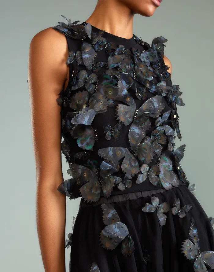 Cynthia Rowley Butterfly Applique Top Women Tops