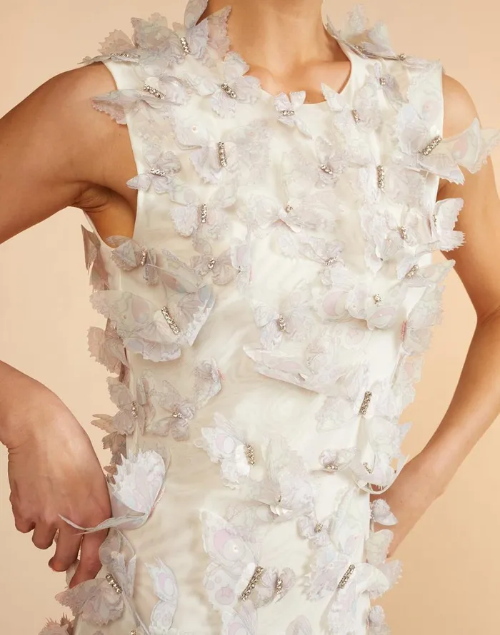 Cynthia Rowley Butterfly Embellished Dress Women Dresses