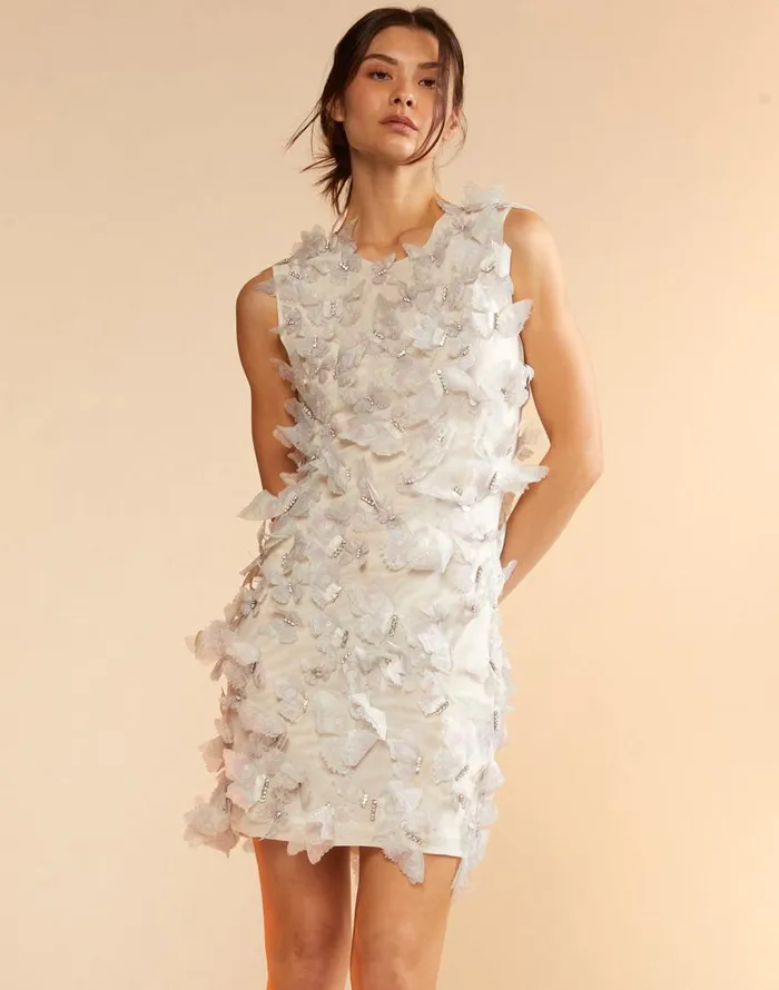 Cynthia Rowley Butterfly Embellished Dress Women Dresses