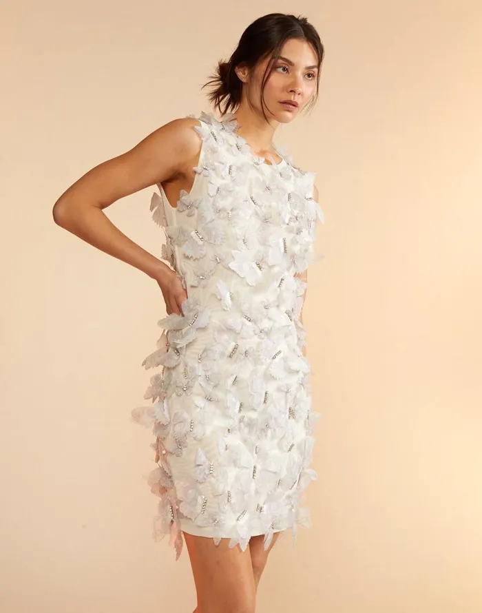 Cynthia Rowley Butterfly Embellished Dress Women Dresses