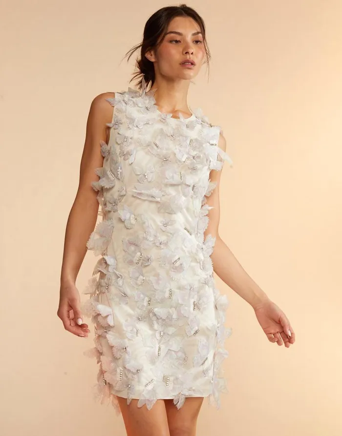 Cynthia Rowley Butterfly Embellished Dress Women Dresses