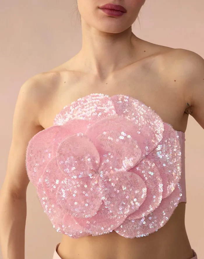 Cynthia Rowley Sequin Flower Bandeau Women Tops Cynthia Rowley Sequin Flower Bandeau Women Tops