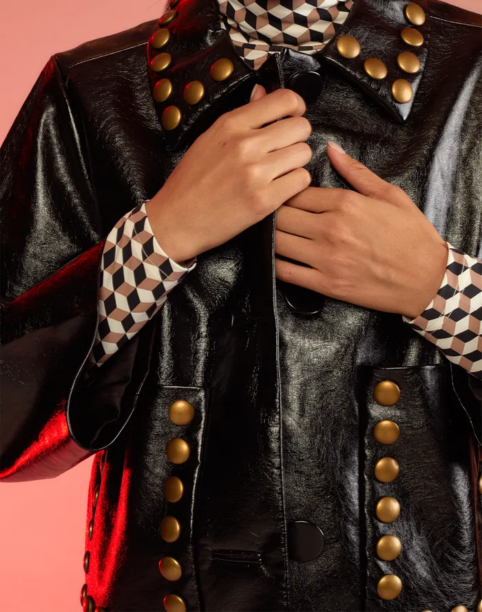 Cynthia Rowley Studded Vegan Leather Jacket Women Jackets and Coats Cynthia Rowley Studded Vegan Leather Jacket Women Jackets and Coats