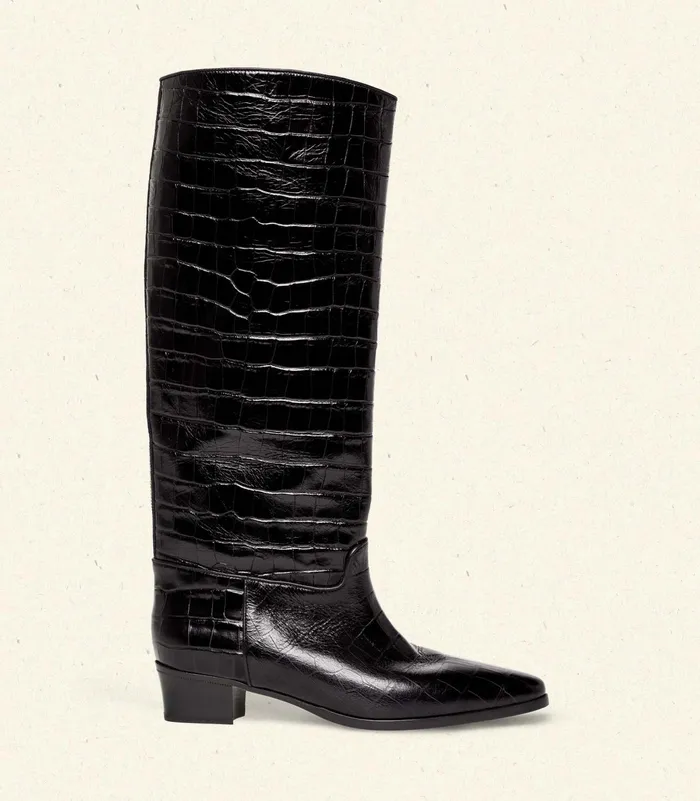 DEN Shoes Women Riviera Boot Black Faux Croc DEN Shoes Women Riviera Boot Black Faux Croc