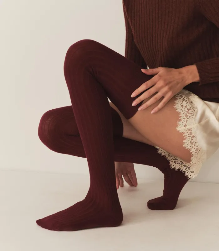 DEN Socks and Tights Women Collgien Thigh High Socks Bordeaux Grand Cru DEN Socks and Tights Women Collgien Thigh High Socks Bordeaux Grand Cru