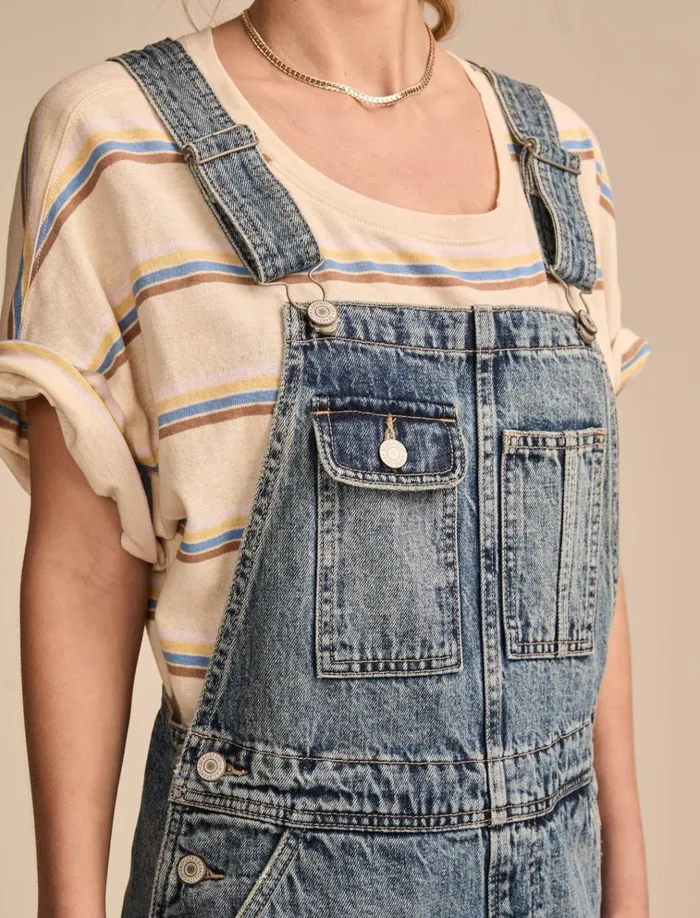 Denim Overall Midi Dress Electrified Wash Women Lucky Brand Jumpsuits and Overalls