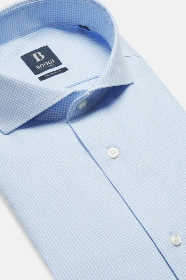 Dress Shirts Men Boggi Milano Regular Fit Sky Blue Checked Cotton Shirt Light Blu Dress Shirts Men Boggi Milano Regular Fit Sky Blue Checked Cotton Shirt Light Blu