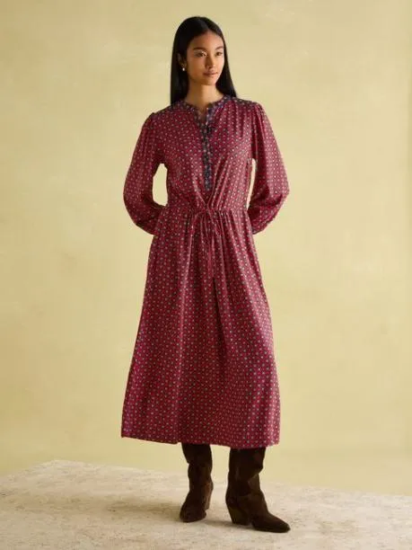 Dresses Women Joules Red And Navy Tie Waist Midi Dress