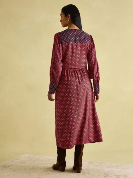 Dresses Women Joules Red And Navy Tie Waist Midi Dress