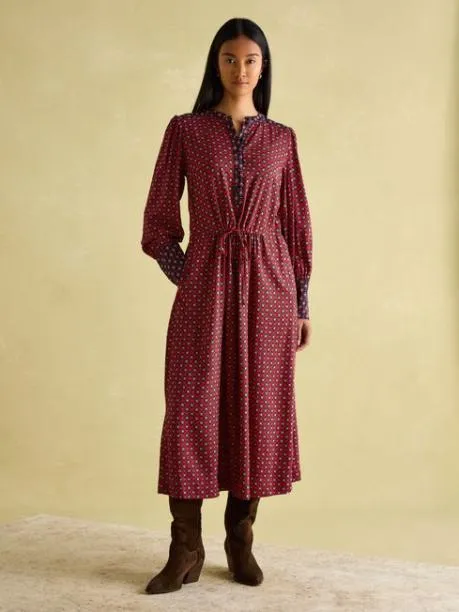 Dresses Women Joules Red And Navy Tie Waist Midi Dress
