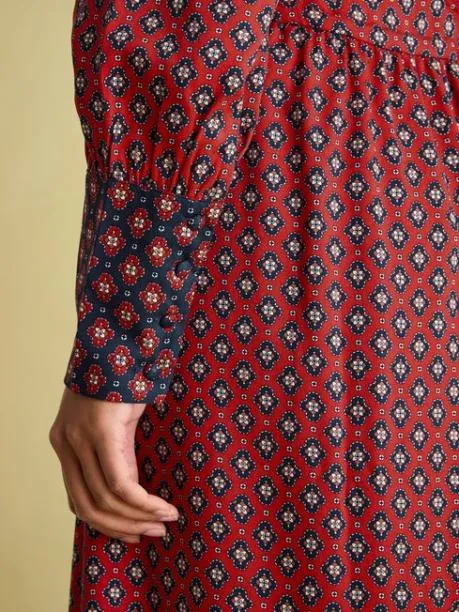Dresses Women Joules Red And Navy Tie Waist Midi Dress