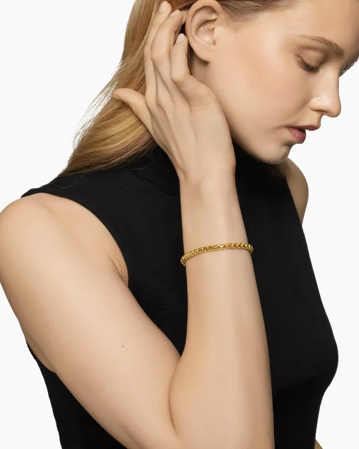DY Bel Aire Box Chain Bracelet In 18K Yellow Gold 52mm Women David Yurman Chain DY Bel Aire Box Chain Bracelet In 18K Yellow Gold 52mm Women David Yurman Chain