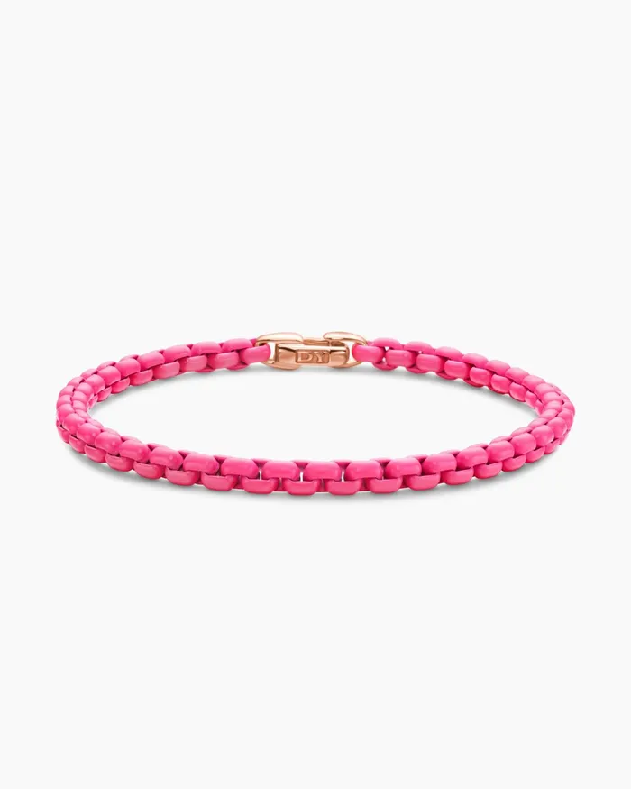 DY Bel Aire Color Box Chain Bracelet With 14K Rose Gold Accent 4mm Women David Yurman Chain DY Bel Aire Color Box Chain Bracelet With 14K Rose Gold Accent 4mm Women David Yurman Chain