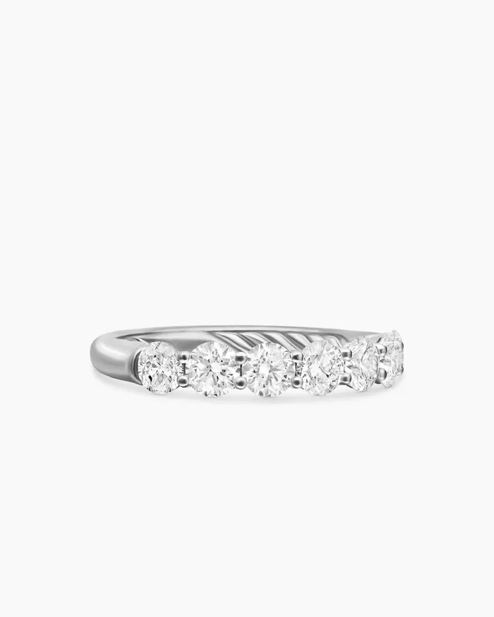 DY Eden Partway Band Ring In Platinum With Diamonds 25mm Women David Yurman Band DY Eden Partway Band Ring In Platinum With Diamonds 25mm Women David Yurman Band