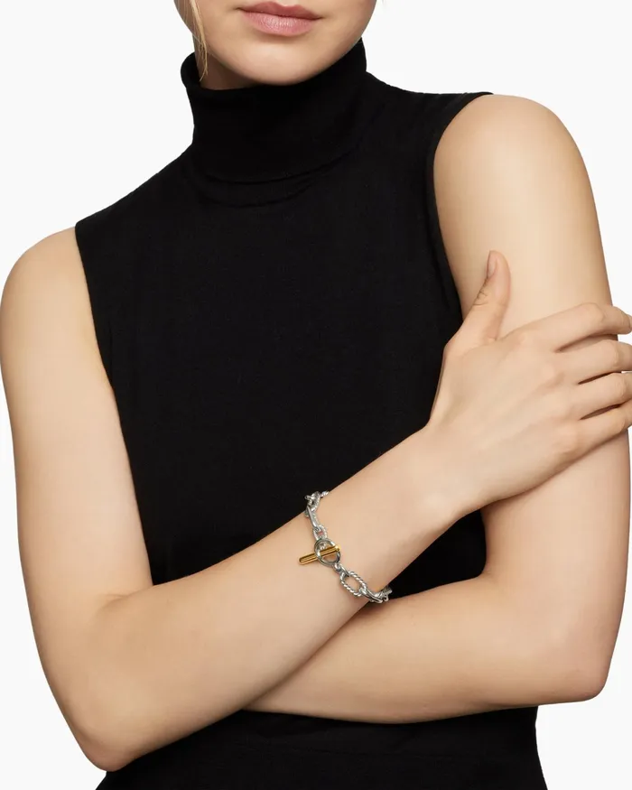 DY Madison Toggle Chain Bracelet In Sterling Silver With 18K Yellow Gold 11mm Women David Yurman Chain DY Madison Toggle Chain Bracelet In Sterling Silver With 18K Yellow Gold 11mm Women David Yurman Chain