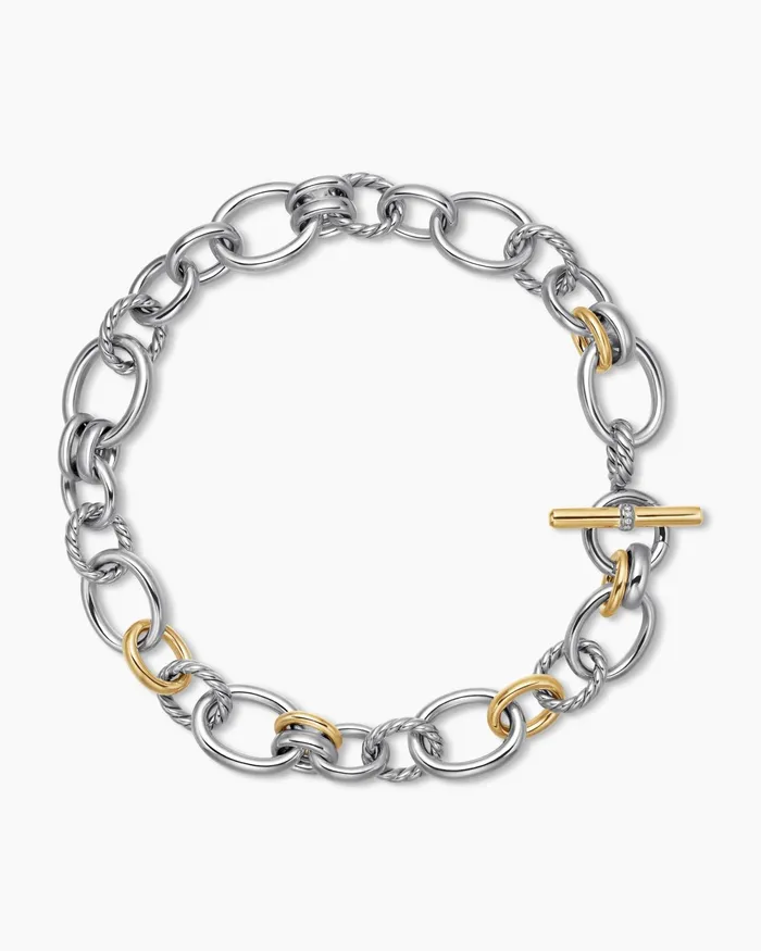 DY Mercer Chain Necklace In Sterling Silver With 18K Yellow Gold And Diamonds 25mm Women David Yurman Chain DY Mercer Chain Necklace In Sterling Silver With 18K Yellow Gold And Diamonds 25mm Women David Yurman Chain