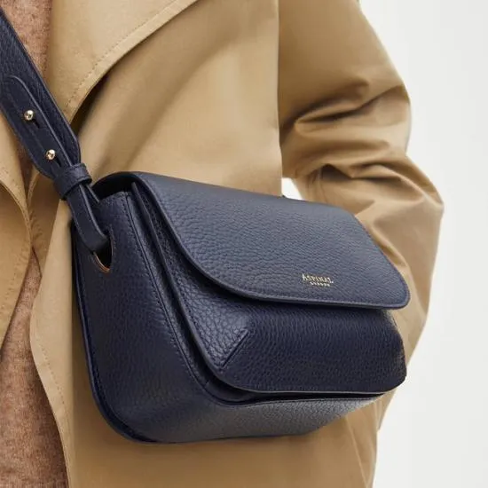 Ella Bag Navy Pebble Women Aspinal Of London Shoulder