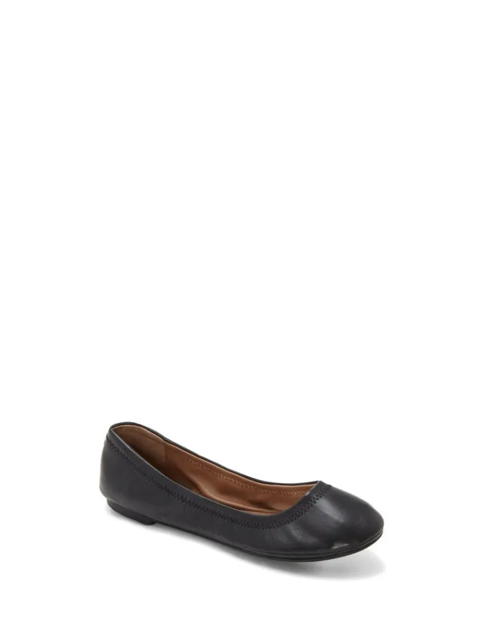 Emmie Ballet Leather Flats Black Women Lucky Brand Shoes