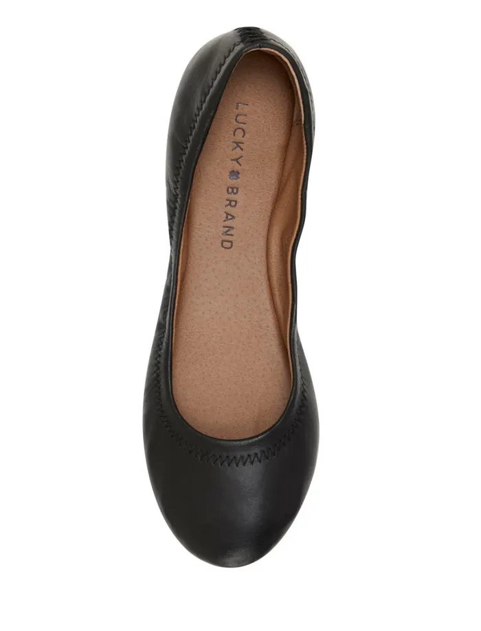 Emmie Ballet Leather Flats Black Women Lucky Brand Shoes