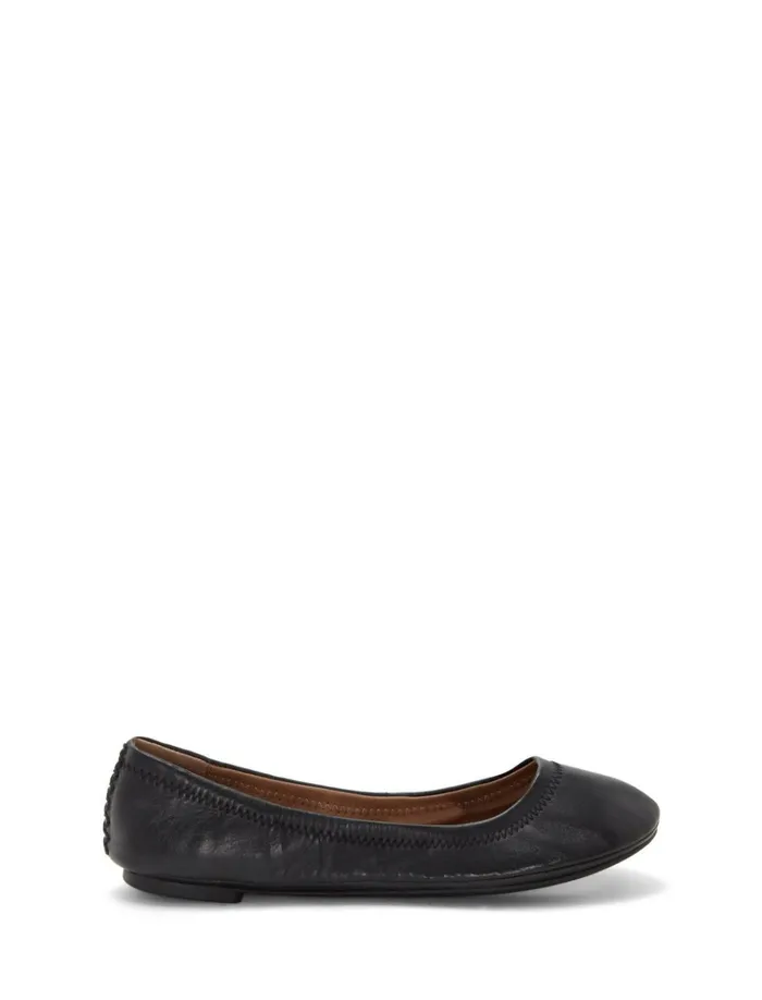 Emmie Ballet Leather Flats Black Women Lucky Brand Shoes