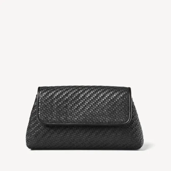Evening Clutch Black Woven Leather Women Aspinal Of London Woven Leather