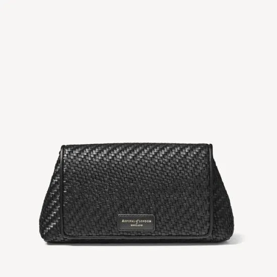 Evening Clutch Black Woven Leather Women Aspinal Of London Woven Leather