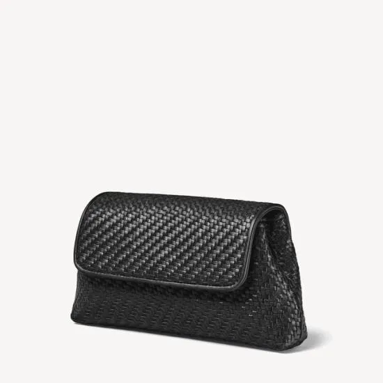 Evening Clutch Black Woven Leather Women Aspinal Of London Woven Leather