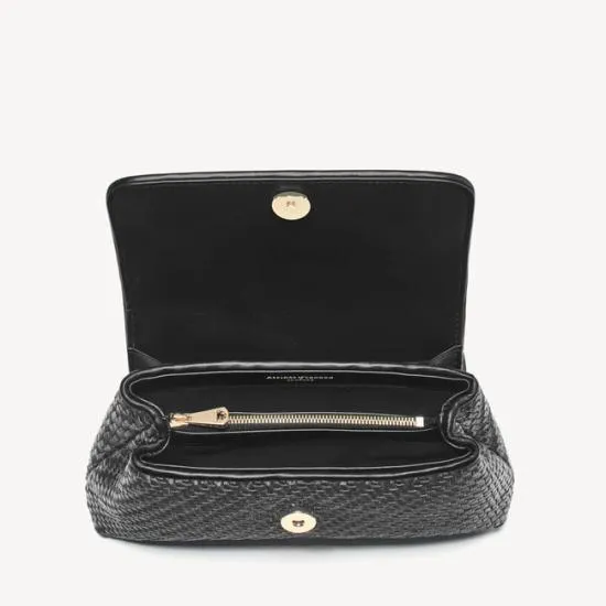 Evening Clutch Black Woven Leather Women Aspinal Of London Woven Leather