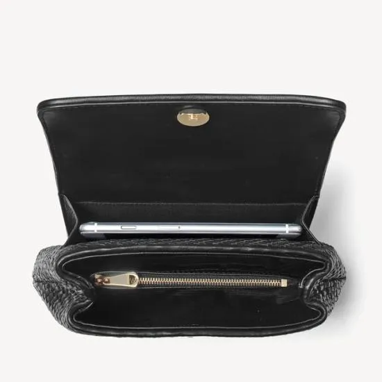Evening Clutch Black Woven Leather Women Aspinal Of London Woven Leather