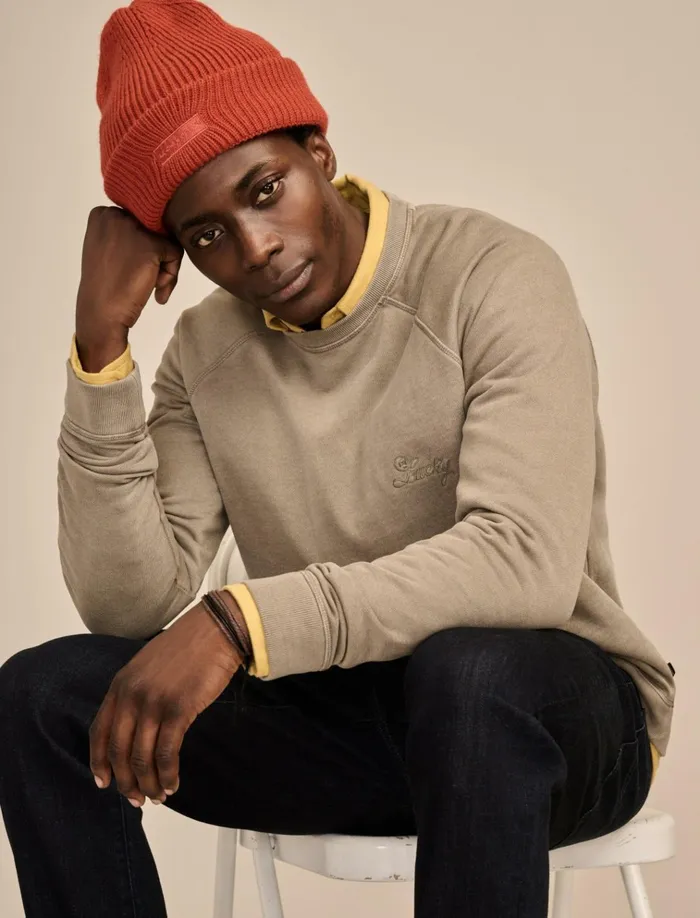 Fleece Logo Raglan Crew Vetiver Men Lucky Brand Shirts and Tops