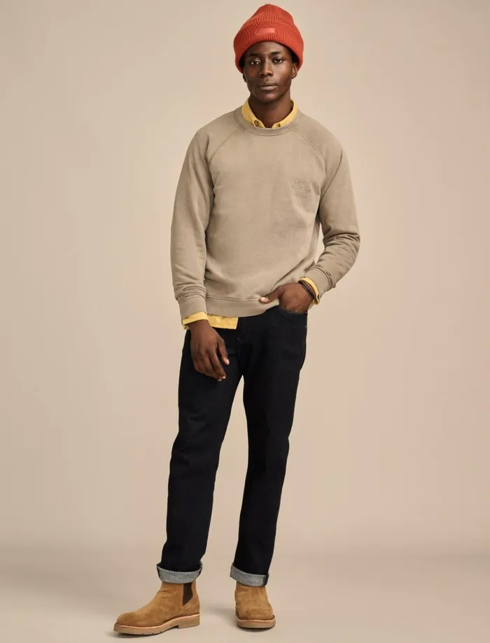 Fleece Logo Raglan Crew Vetiver Men Lucky Brand Shirts and Tops