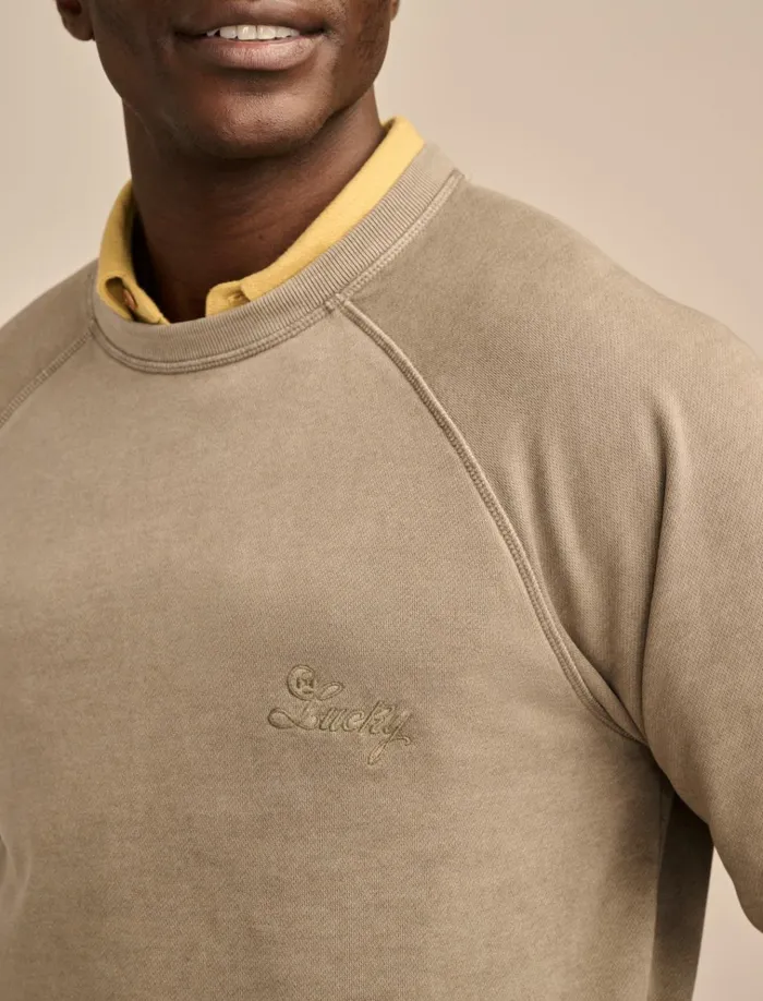 Fleece Logo Raglan Crew Vetiver Men Lucky Brand Shirts and Tops