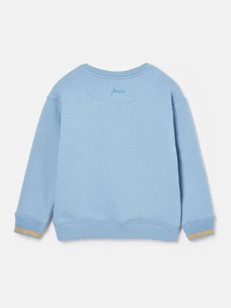 Fleeces and Sweatshirts Girls Joules Blue Pegasus Embroidered Artwork Crew Neck Sweatshirt