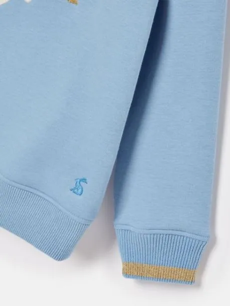 Fleeces and Sweatshirts Girls Joules Blue Pegasus Embroidered Artwork Crew Neck Sweatshirt