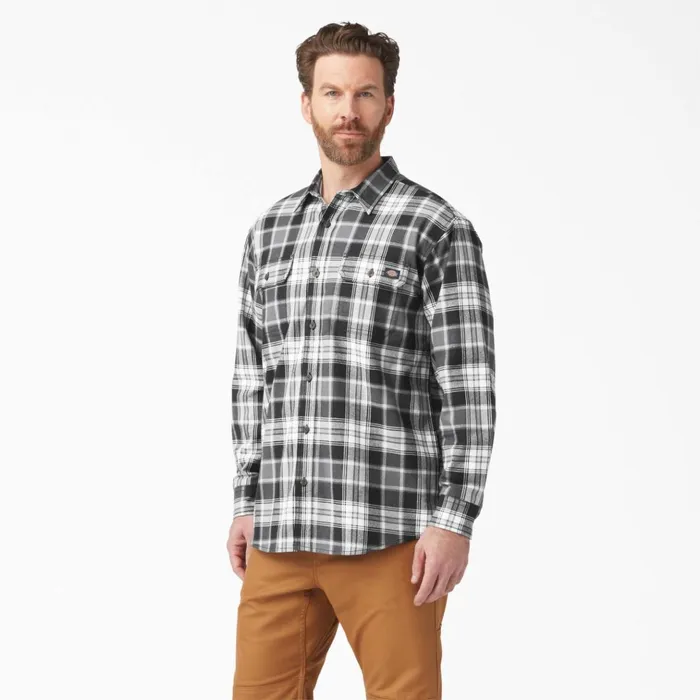 FLEX Long Sleeve Flannel Shirt CharcoalBlack Plaid Charcoalblack Plaid a2f Men Dickies Work Shirts FLEX Long Sleeve Flannel Shirt CharcoalBlack Plaid Charcoalblack Plaid a2f Men Dickies Work Shirts
