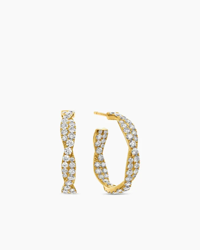 Floating Diamonds Invisible Set Hoop Earrings In Yellow Gold Women David Yurman Hoop Floating Diamonds Invisible Set Hoop Earrings In Yellow Gold Women David Yurman Hoop