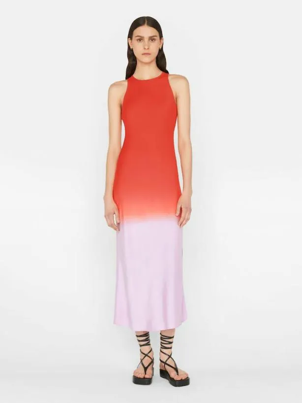 Frame Bias Dip Dye Midi Dress In Red Orange Multi Red Orange Multi Women Dresses and Jumpsuits