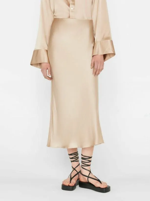 Frame Bias Midi Skirt In Khaki Tan Khaki Tan Women Skirts and Shorts