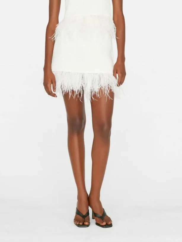 Frame Crochet Feather Mini Skirt In Off White Off White Women Skirts and Shorts