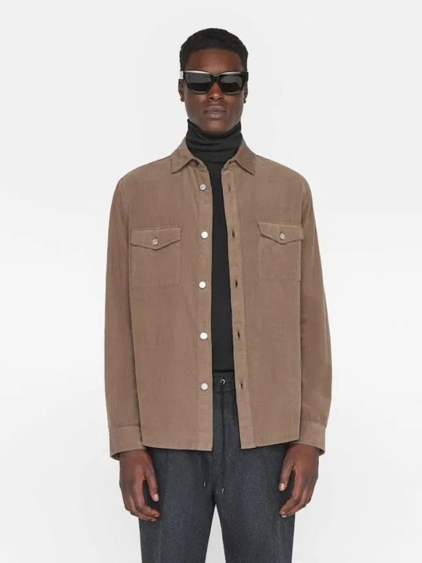 Frame Double Pocket Micro Corduroy Shirt In Mocha Mocha Men Shirts Frame Double Pocket Micro Corduroy Shirt In Mocha Mocha Men Shirts