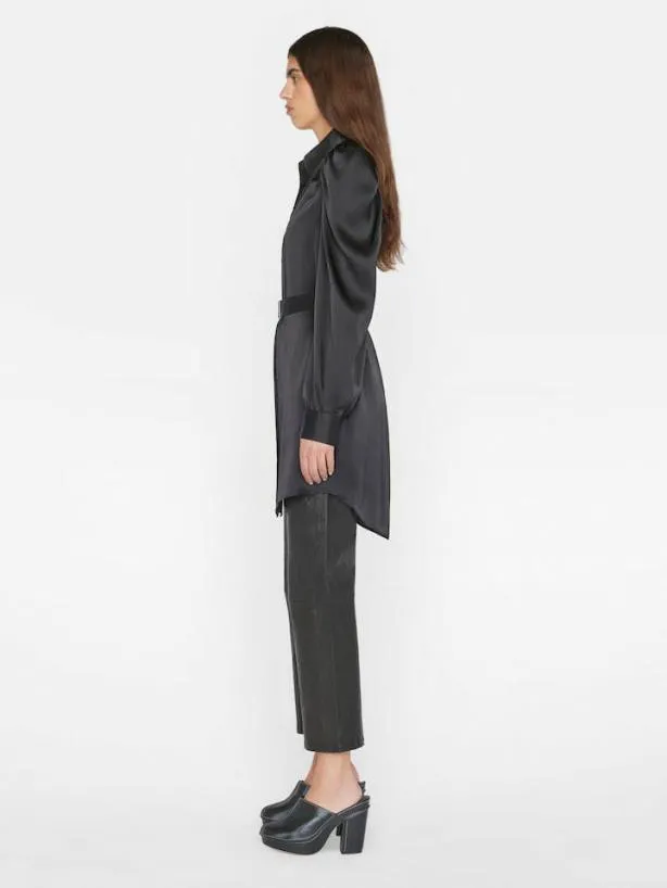 Frame Gillian Long Sleeve Mini Dress In Noir Noir Women Tops and Blouses Frame Gillian Long Sleeve Mini Dress In Noir Noir Women Tops and Blouses