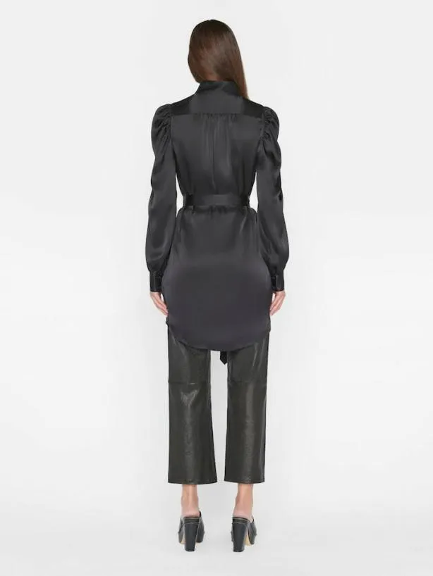 Frame Gillian Long Sleeve Mini Dress In Noir Noir Women Tops and Blouses Frame Gillian Long Sleeve Mini Dress In Noir Noir Women Tops and Blouses