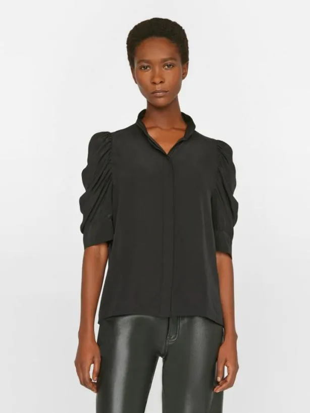 Frame Gillian Top In Noir Noir Women Tops and Blouses Frame Gillian Top In Noir Noir Women Tops and Blouses